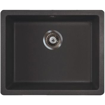 Crni podgradni granitni sudoper SOLO za ormar od 60 cm, sa sifonom