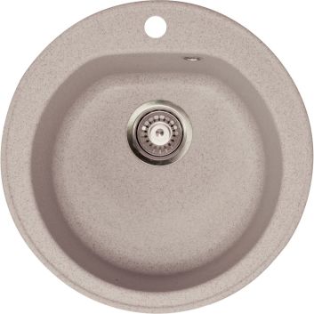 Bež okrugli granitni sudoper LUNA za ormar od 50 cm, sa sifonom