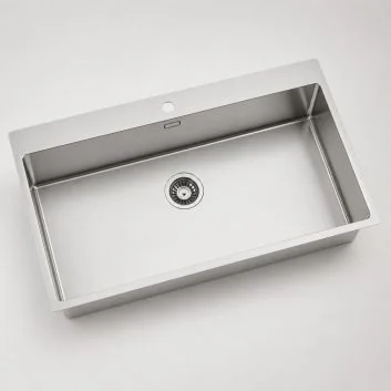 Enojno pomivalno korito inox SatinPlus 940x510 mm, vsadna ali ploska vgradnja za omarico od 100 cm, brez odcejalnika – ASOLO 90
