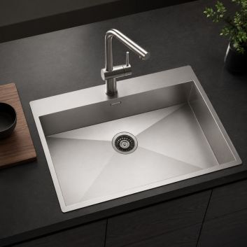 RAGGIO ZERO 70 Spüle für Küche 80 cm – modernes Einzelbecken aus Edelstahl